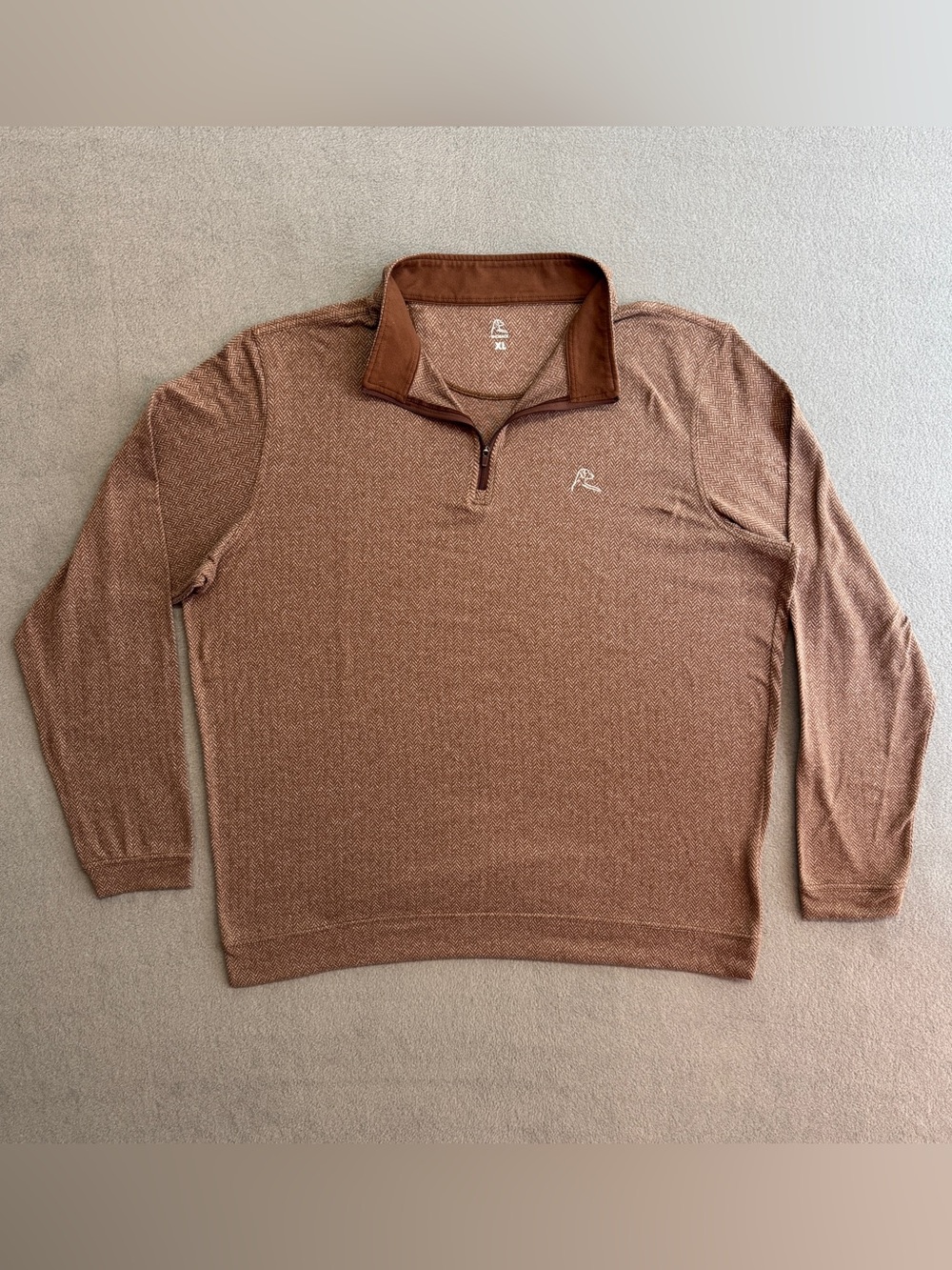 Rhoback 1/4 Zip Pullover XL Men's Sweatshirt Performance Golf Brown Herringbone